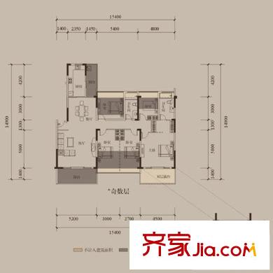 绿景城市立方户型图4A栋3-11/5A栋3-10/6A栋3-9/7栋3-8层B户型 4室2厅2卫
