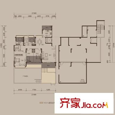 绿景城市立方户型图4B栋1/5B栋1/6B栋1层A户型 4室2厅2卫