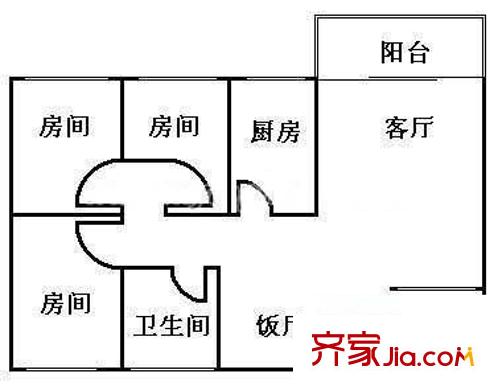豪方花园 3室 户型图