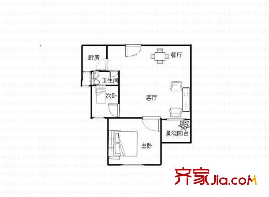志健时代广场 2室 户型图