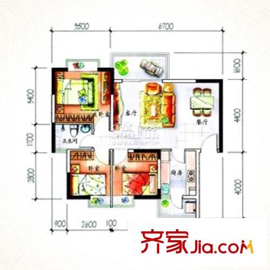 旭景佳园户型图7栋02-05 3室2厅1卫