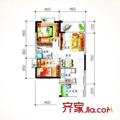 旭景佳园户型图7栋03-04 2室2厅1卫