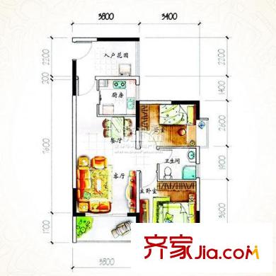 旭景佳园户型图活力地带(二期) 2室2厅1卫