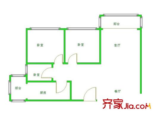 官龙名苑3室 户型图