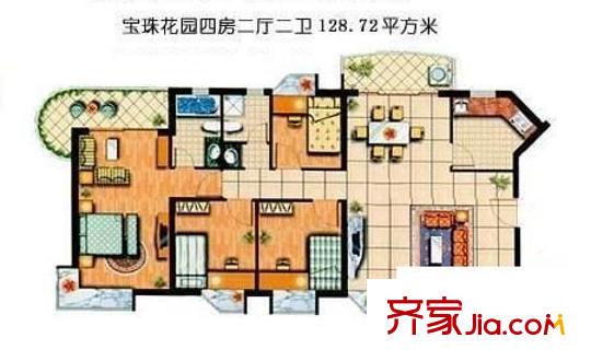 宝珠花园 4室 户型图