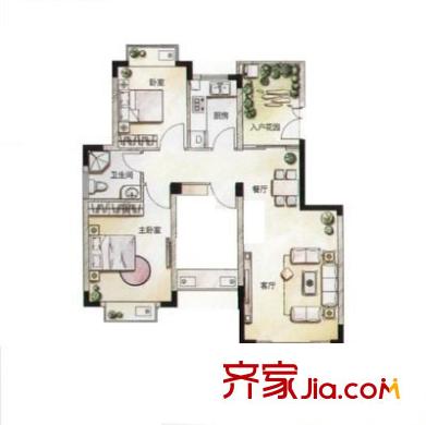 华业玫瑰郡 3室 户型图
