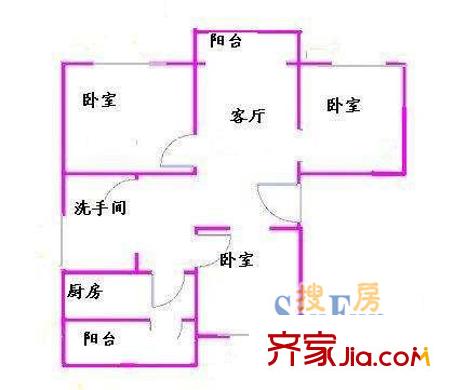 荟芳园 3室 户型图