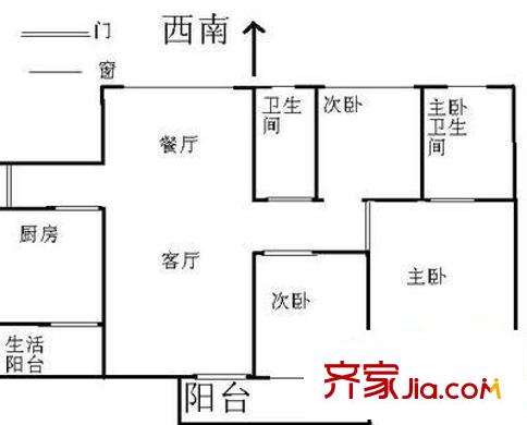 滨海之窗户型图户型图5 3室2厅2卫1厨