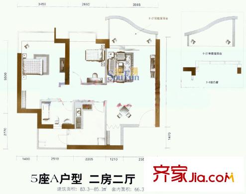 漾日湾畔5A户型