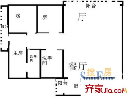 信义假日名城二期户型图假日名城二期 户型图5 3室2厅2卫1厨
