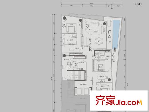 深圳湾1号T3偶数层B户型 4室3厅5卫2厨