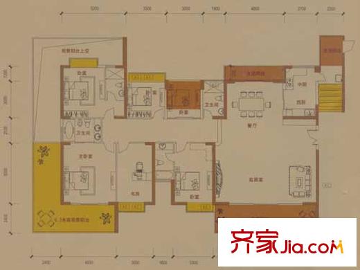 奥林华府户型图6栋01户型奇数层 6室2厅4卫1厨