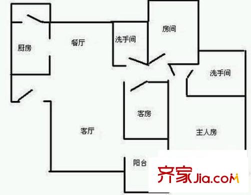劲嘉龙园印象 3室 户型图