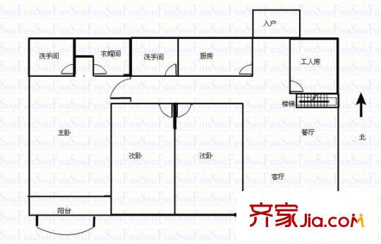 佳兆业可园3室 户型图