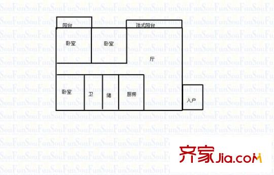 佳兆业可园 3室 户型图