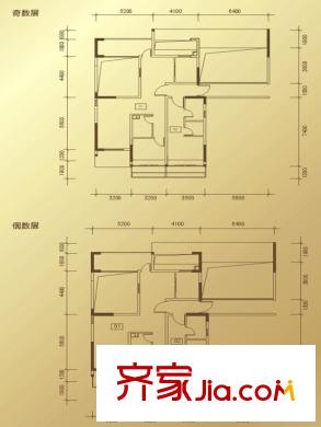万科第五园户型图领峰平层【揽风】 3室2厅2卫