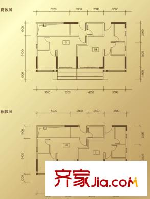万科第五园户型图领峰平层【聆园】 3室2厅2卫