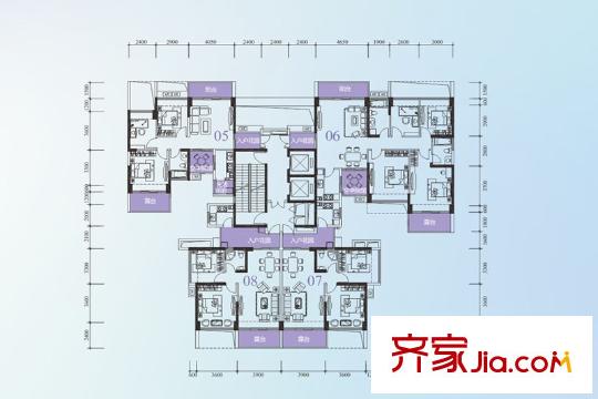 鹏达摩尔城户型图D座七-二十九层偶数标准层 3室2厅2卫1厨