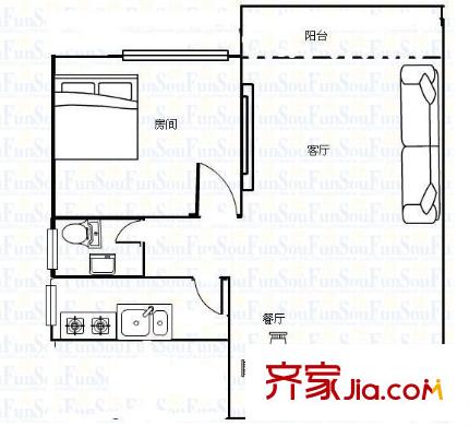 荣超花园 1室 户型图
