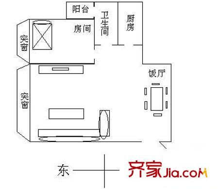 荣超花园 1室 户型图