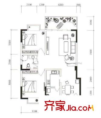 前海金岸 2室 户型图