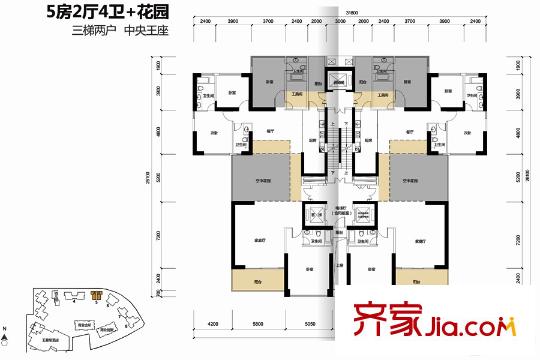 博林天瑞5栋户型 5室2厅4卫1厨