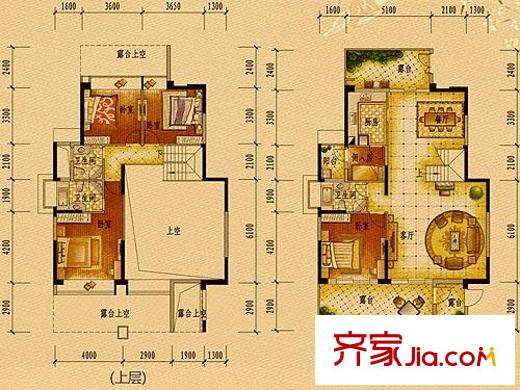 依云伴山户型图御墅复式 5室2厅3卫1厨