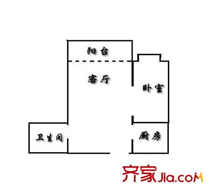 百合星城 1室 户型图
