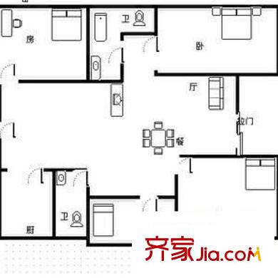 阳光花园 4室 户型图