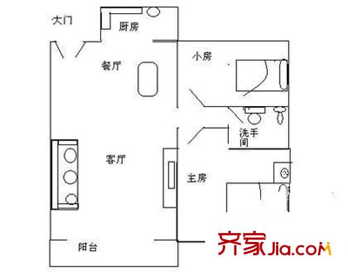 阳光花园 2室 户型图