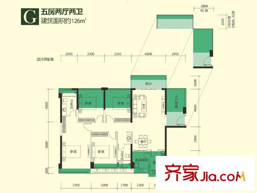 尚水天成G户型 5室2厅2卫