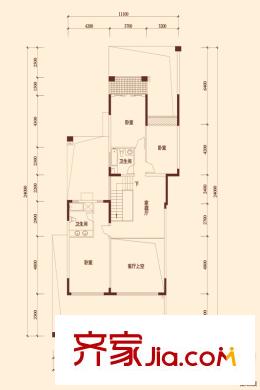 公园大地户型图19栋A座01户型复式上层 5室3厅4卫1厨