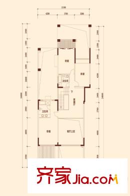 公园大地户型图19栋B座03户型复式上层 5室3厅4卫1厨