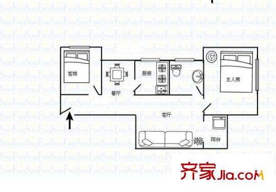 国展苑2室 户型图