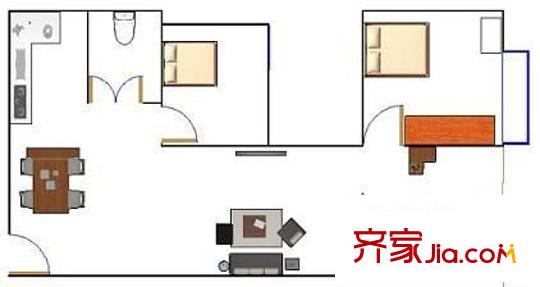 国展苑 2室 户型图