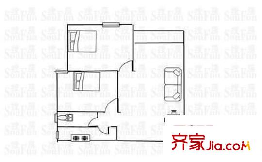 国展苑 2室 户型图