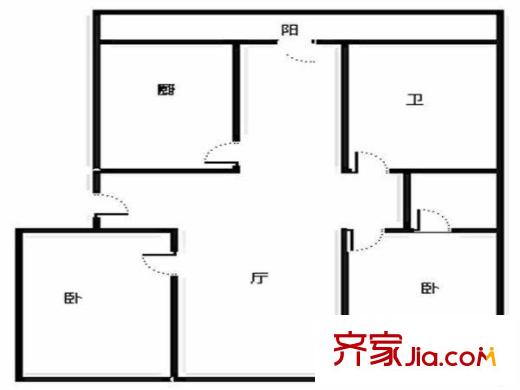 王府温馨公寓 2室 户型图