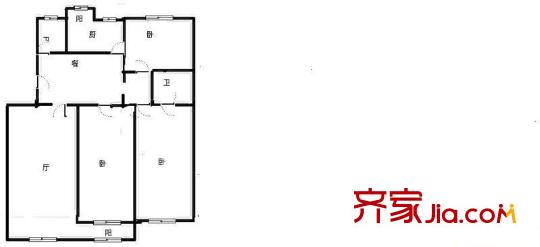 王府温馨公寓户型图3室 户型图 3室2厅2卫1厨