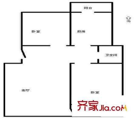 王府温馨公寓户型图2室 户型图 2室1厅1卫1厨