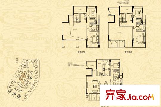 中海康城国际户型图17栋复式尊祥阁16层B户型 6室2厅4卫1厨
