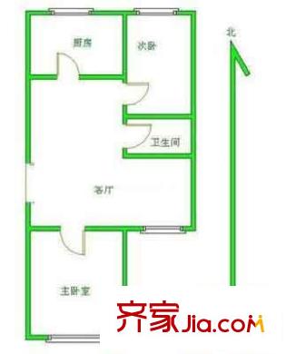 双桥中路10号院户型图户型图 2室1厅1卫1厨