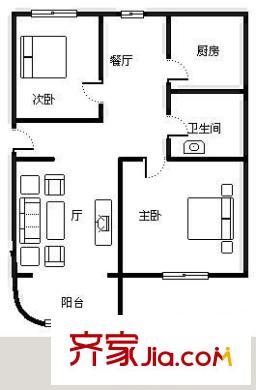 王府花园住宅 2室 户型图