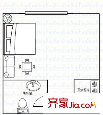 双桥小区 1室 户型图