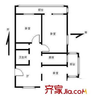 农展南里户型图户型图 3室1厅1卫1厨