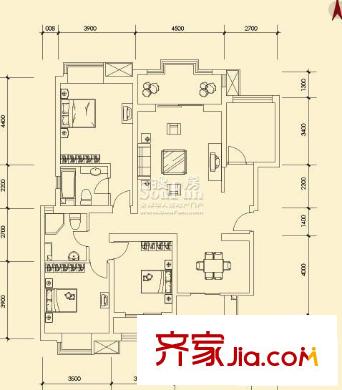 珠江御景户型图贵族之家户型 3室2厅2卫1厨