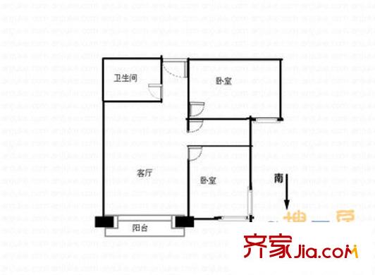 建茗苑户型图2室 户型图 2室1厅1卫1厨