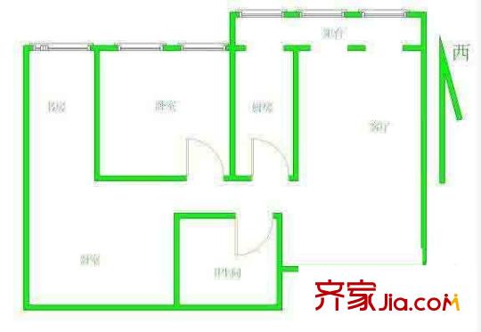 四方景园五区户型图2室户型图 2室1厅1卫1厨