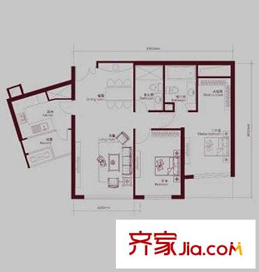 新城国际公寓二期户型图户型图 2室2厅2卫1厨