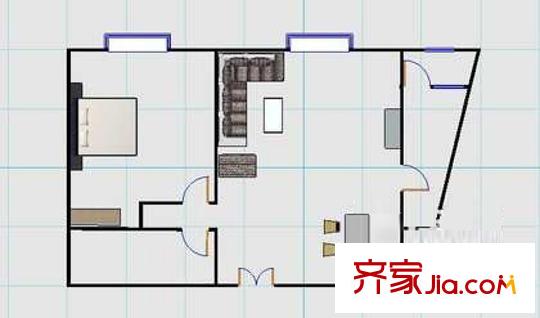 新城国际公寓二期户型图户型图 1室1厅1卫1厨