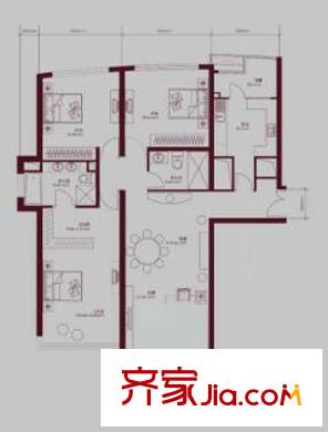 新城国际公寓二期户型图户型图 3室1厅2卫1厨